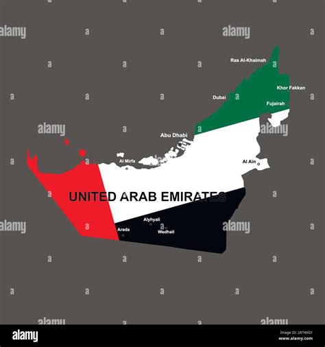 Mapa de Emiratos Árabes Unidos Mapa de UAE Ilustración gráfica con