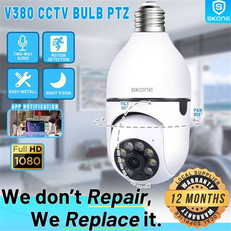 Bulb PTZ V380 CCTV Bulb Camera 360 Panoramic IP Camera Night Vision