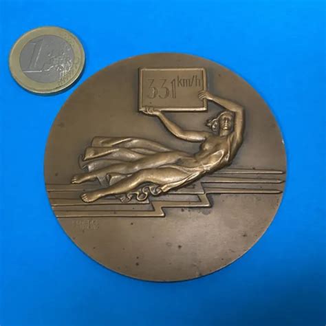 MÉDAILLE BRONZE 331km h Record Monde Vitesse Sur Rails 1955 Signée