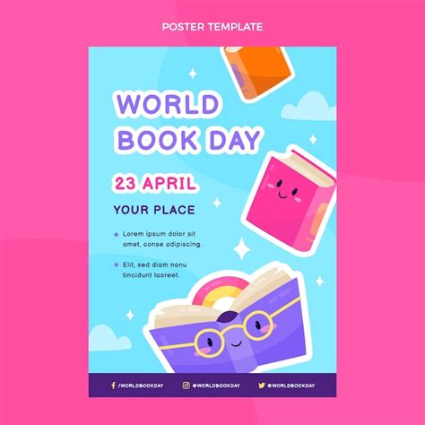 Free Vector Flat World Book Day Vertical Poster Template