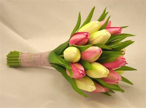 Cream Pink Tulip Bridesmaid S Posy Bouquet Wedding Bouquets Silk