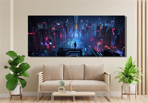 Cyberpunk Poster Print Cyberpunk City Canvas Poster Neo Futuristic