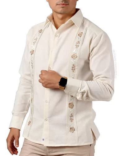 Guayabera Yucateca Con Bordado Artesanal Mod Peto M Larga