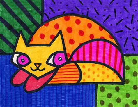 Romero Britto Cat - Art Projects for Kids