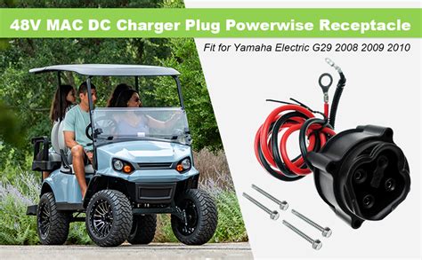 Nahntaipy 48v Mac Dc Charger Plug Powerwise Receptacle Fits For Yamaha Electric G29