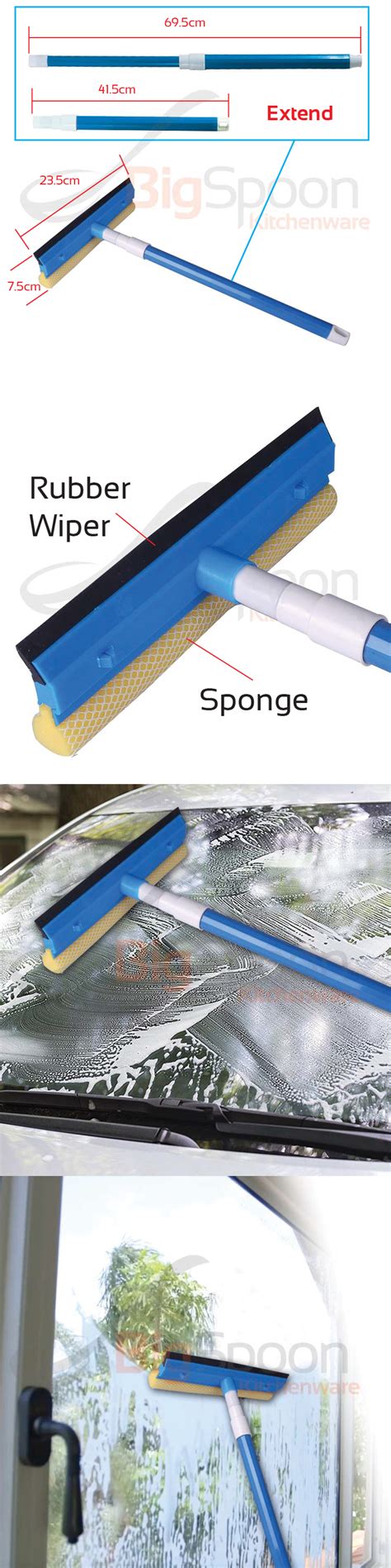 Bigspoon Kitchenware Bigspoon Topclean 2 In 1 Squeegee Window Wiper With Extendable Pole