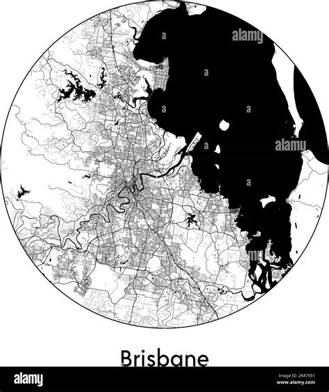 City Map Brisbane Australia Vector Illustration Black White Stock