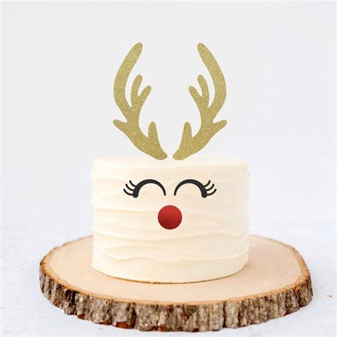 Reindeer Cake Topper Antlers Cake Topper Holiday Cake Topper Christmas