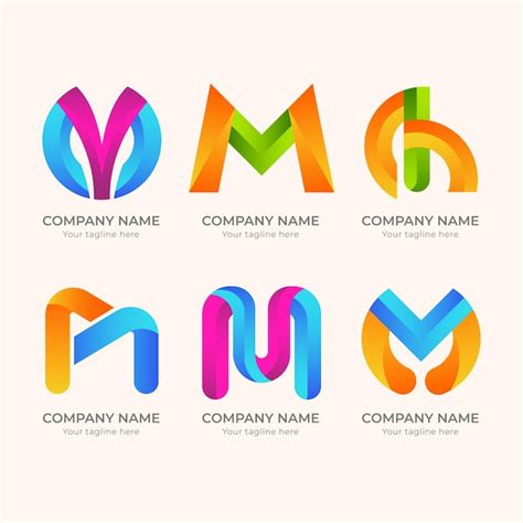 Conjunto De Logotipo Creativo Detallado M Vector Gratis