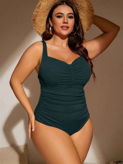 SHEIN Swim Curve Talla grande Bañador una pieza fruncido Moda de