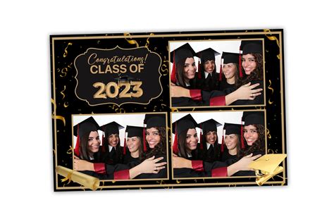 4x6 Graduation Celebration Photo Booth Template With Gold Confetti Graduation Hat And Diploma