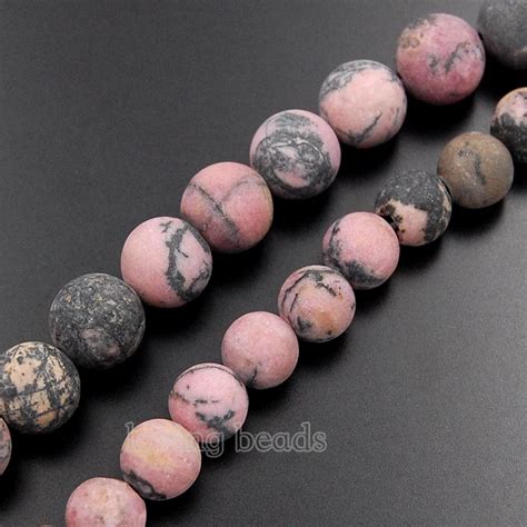 5strands Lot Matte Frosted Natural Red Black Rhodonite Gems Stones