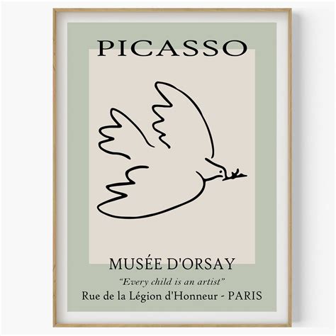 Picasso Taube Skizze Picasso Linie Kunst Tier Poster