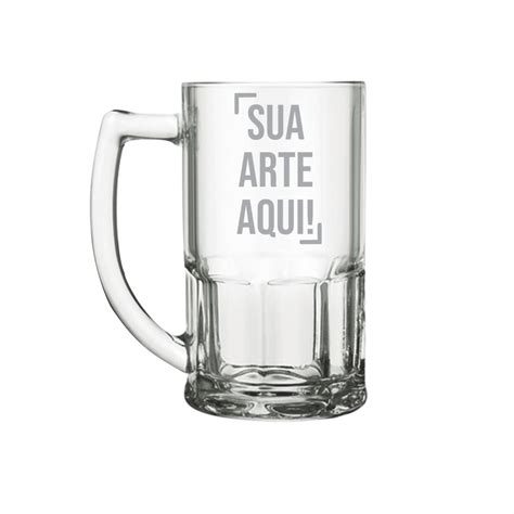 JATO DECORA Caneca De Chopp Vidro Personalizada Jateamento Bristol 340ml