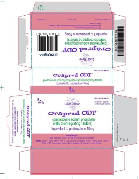 Dailymed Orapred Odt Prednisolone Sodium Phosphate Tablet Orally