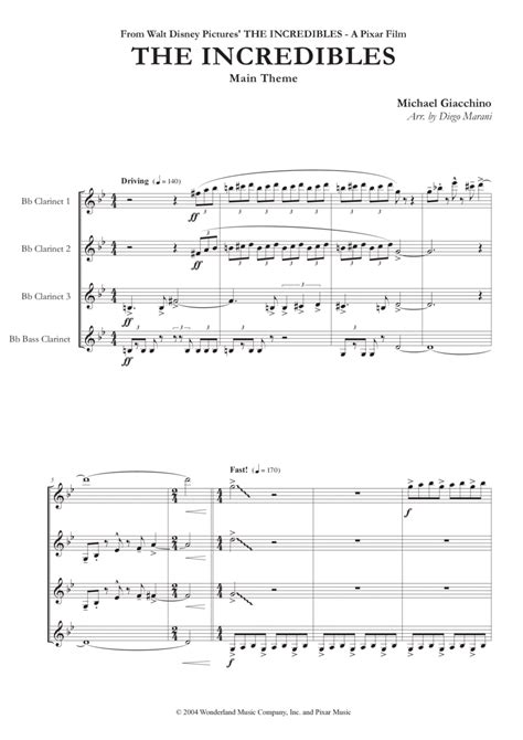 The Incredibles Main Theme Arr Diego Marani By Michael Giacchino Sheet Music For Woodwind