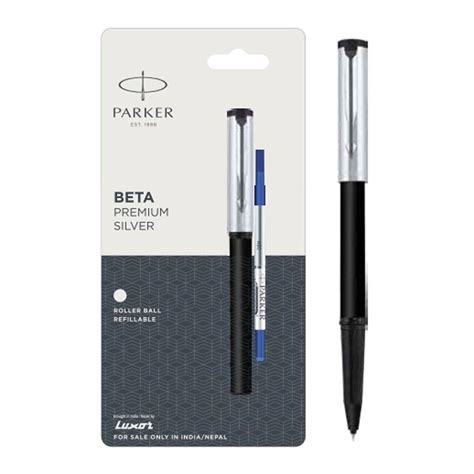 Black Blue Parker Beta Premium Silver Refillable Rollerball Pen At Rs