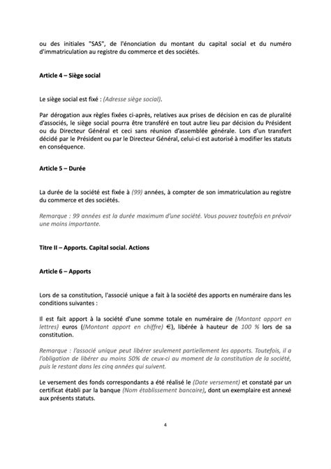 Statuts Sasu Document Et Mod Le T L Charger