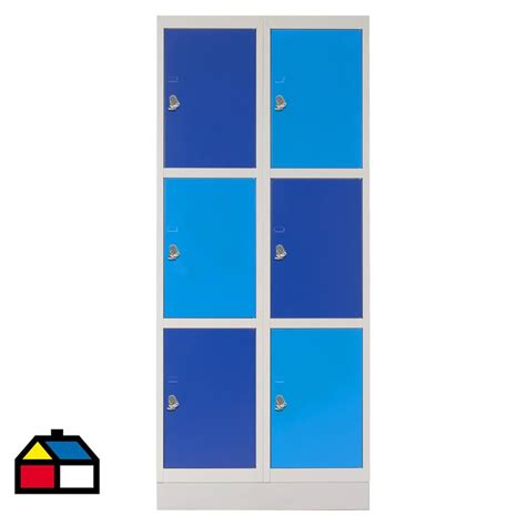 Locker Con Portacandado 6 Puerta S 50x177x76 Cm Azul Celeste Sodimac