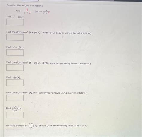 Solved Consider The Following Functions F X X 76 G X X 7x