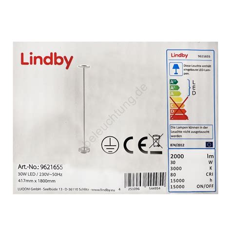 Lindby Dimmbare Led Stehleuchte Darion Led W V Beleuchtung De