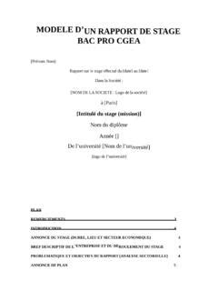 MODELE DUN RAPPORT DE STAGE BAC PRO CGEA Modele D Un Rapport De