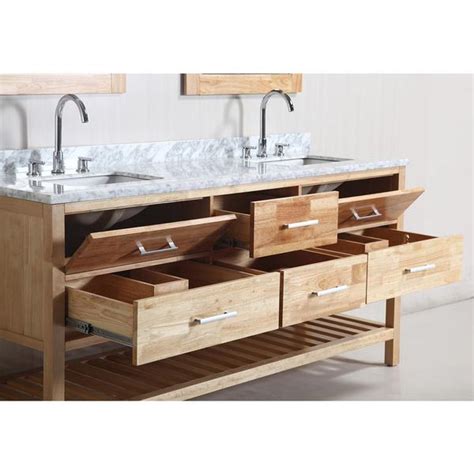 Design Element London Inch Oak Finish Double Sink Vanity Set With Mirror