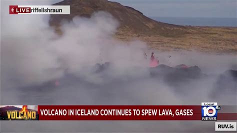 Volcano In Iceland Continues To Spew Lava Youtube