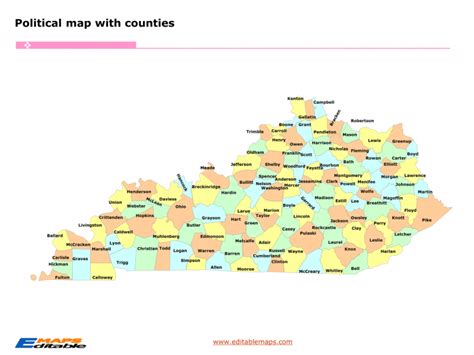 Kentucky County Map Editable Powerpoint Maps