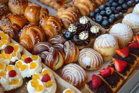 Assorted freshly baked gourmet pastries