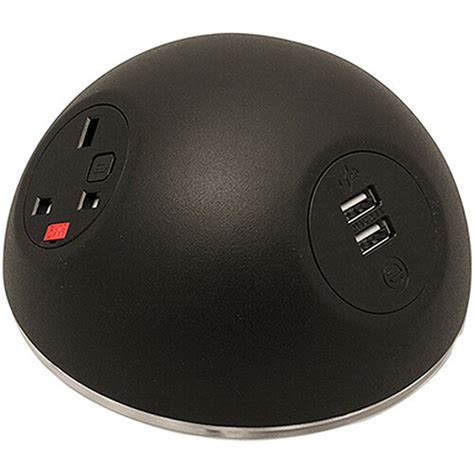 Pluto Domed On Surface Power Module With 2 X Uk Sockets 1 X Tuf Aandc Connectors Usb Charger