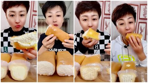 ASMR MUKBANG BIG BITE EATING CREAMY ROLL BREAD 35 Kwai Eating Shows