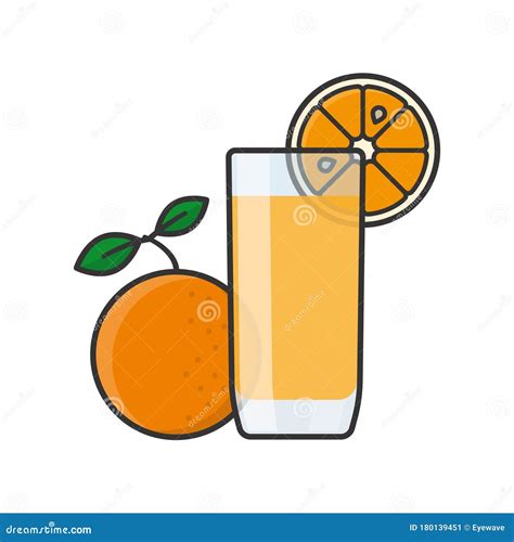 Glass Of Orange Lemonade And Fruit Isolated Vector Ilustration Stock