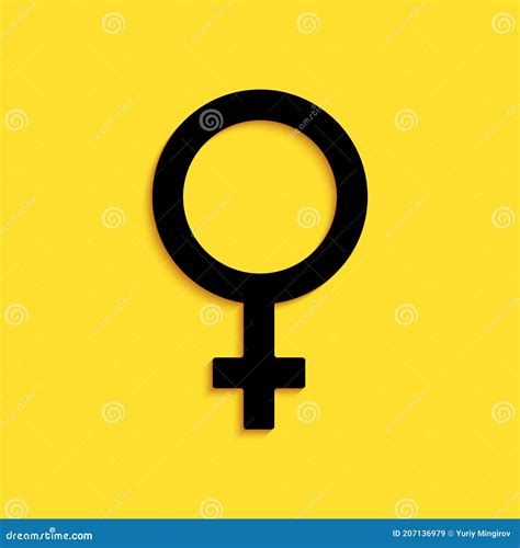 Black Female Gender Symbol Icon Isolated On Yellow Background Venus Symbol The Symbol For A