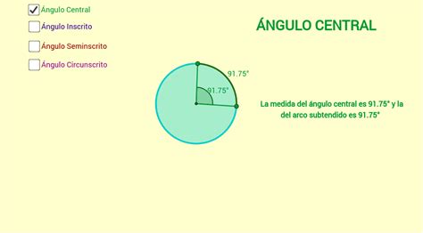 ángulos Y Arcos En La Circunferencia Geogebra