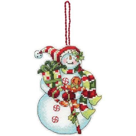 Dimensions Ornament Counted Cross Stitch Kit Snowman With Sweets