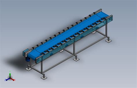 带侧辊支撑的传送带solidworks 2016模型图纸下载 懒石网