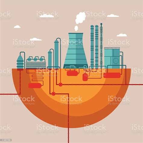 Konsep Vektor Pabrik Kilang Untuk Pengolahan Sumber Daya Alam Ilustrasi