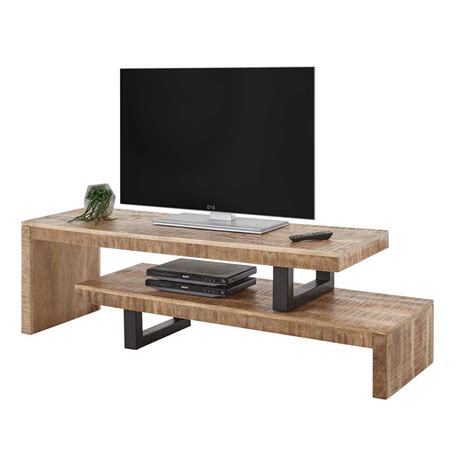 TV Lowboard Tojanna Aus Mangobaum Massivholz Und Metall 115 Cm Breit