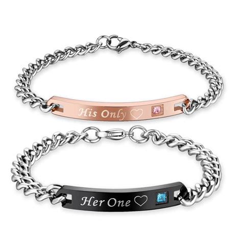 His Only Her One Stainless Steel His And Hers Couple Bracelet2pcs