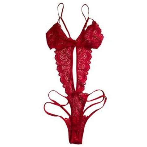 Intimates And Sleepwear Red Sexy One Piece Lace Lingerie Bodysuit