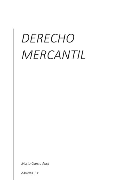 Mercantil Derecho Mercantil Marta Cuesta Abril Derecho X Derecho