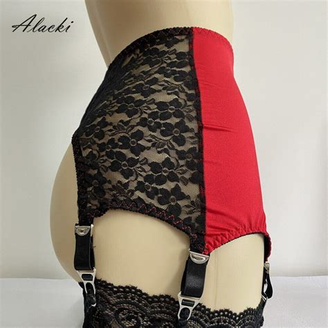 Alacki 6 Claws Floral Lace Patchwork Garter Blet High Waist Pull On