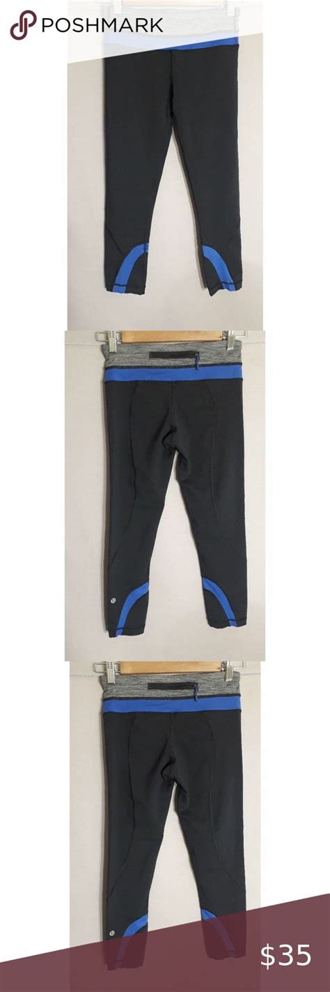 Lululemon Womens Size 4 Run Inspire Cobalt Blue Black Capri Leggings