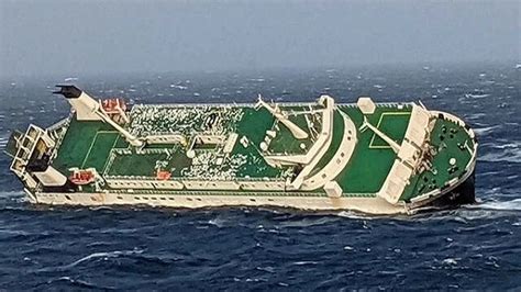 Moment Huge Cargo Ship Capsizes In Persian Gulf As Crew Thrown