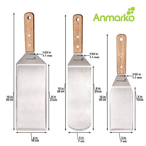 Anmarko Stainless Steel Metal Spatula Set-Teppaniyaki Spatulas-Griddle ...