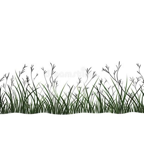 Plant Stems For Front Plan Nature Illustration Isolated Green Grass Realistic Detailed Fresh