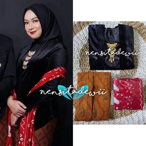 Jual 1 SET Kebaya Jarik Instan Selendang Motif Sidomukti P01