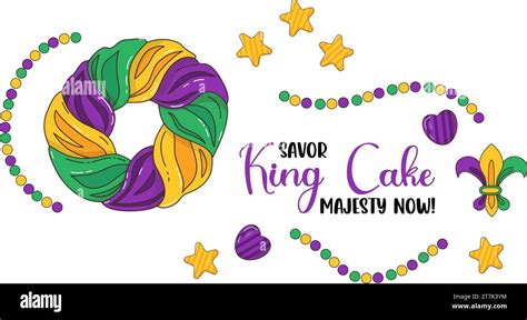 Traditional Festive King Cake Delicious Dessert During Mardi Gras