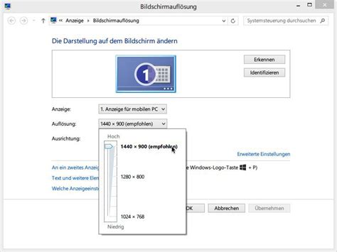 Verwendete Bildschirm Aufl Sung Ndern Schieb De